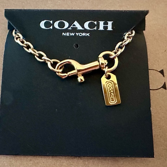 Coach Adjustable Gold-tone Hang Tag Charm Necklace Dog Leash Clip Clasp - Picture 2 of 11